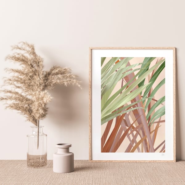 Abstract Warm Tone Leaf Art Print, 