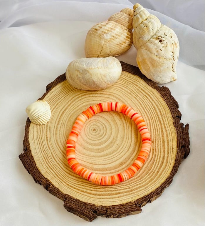 Tangerine Pop Clay Beaded Bracelet