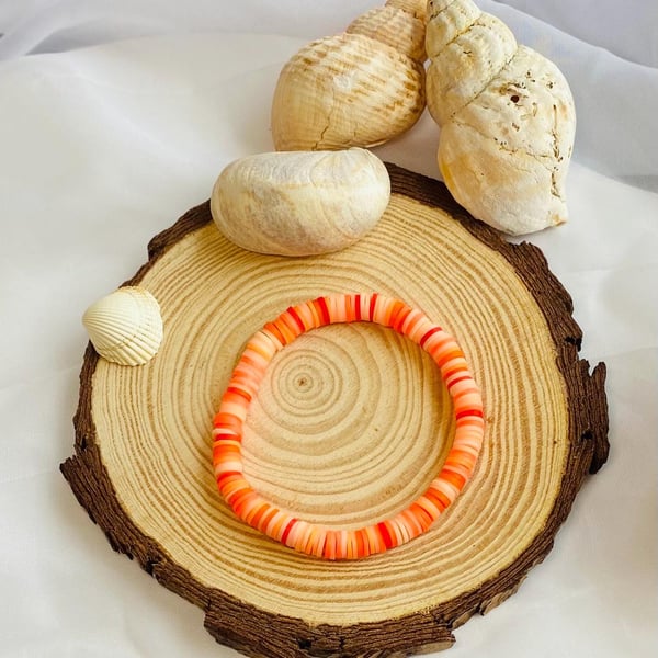 Tangerine Pop Clay Beaded Bracelet