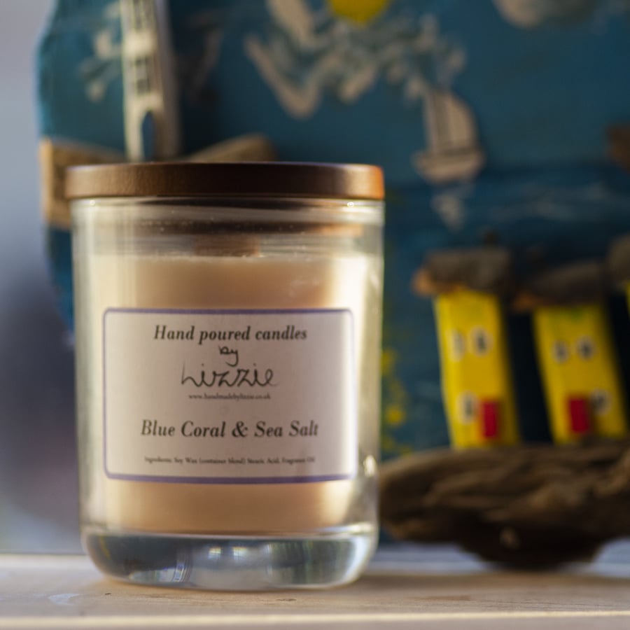 Scented Soy Wax Candle - Blue Coral & Sea Salt Fragrance