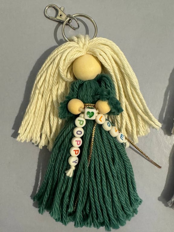 Personalised Guardian Angel - 100% Cotton Macrame Teacher Gift - Custom Name Kee