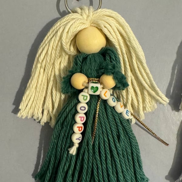 Personalised Guardian Angel - 100% Cotton Macrame Teacher Gift - Custom Name Kee