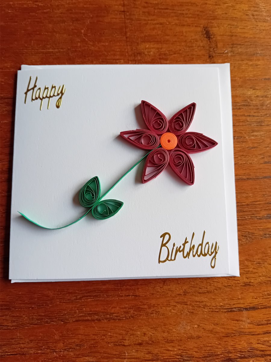 Quilled Happy Birthday Gift Card