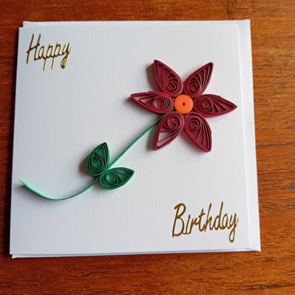 Quilled Happy Birthday Gift Card