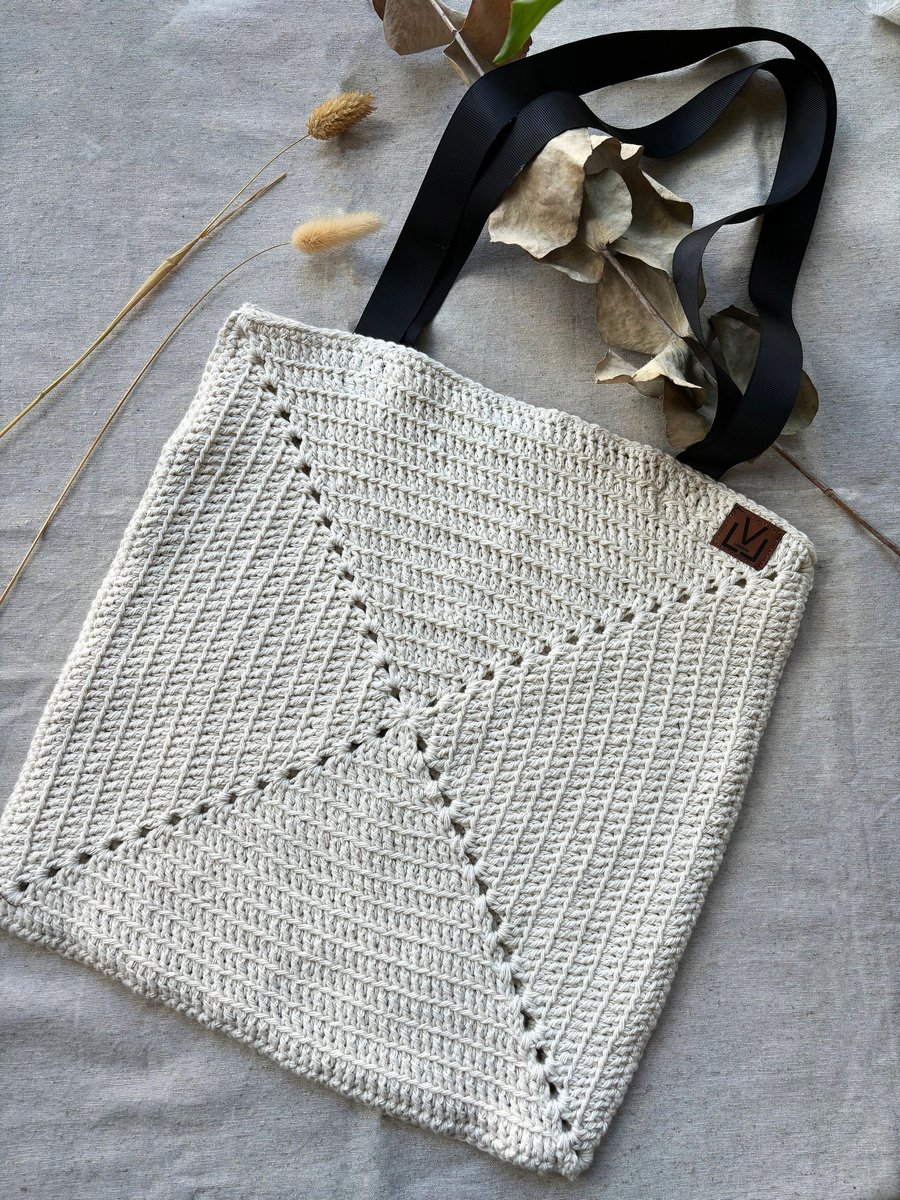 Tote bag, Crochet Tote bag, Square bag, Handmade bag, Shoulder bag.