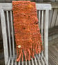 Pumpkin Spice orange hand woven art yarn scarf - Image 2