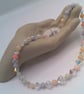Morganite and Vintage Acrylic Bicone Beaded Necklace and Earrings, Gift for Her - Image 9
