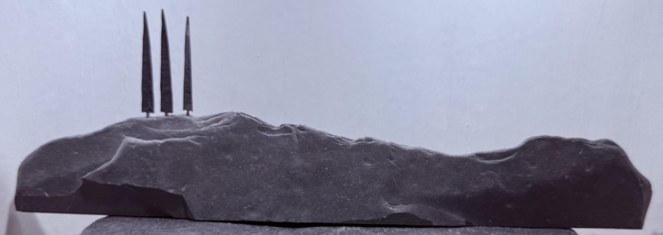 Three Tall Tiny Stone Trees on Stone Hill