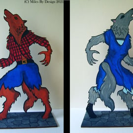 Double Sided Wooden Werewolf Figure