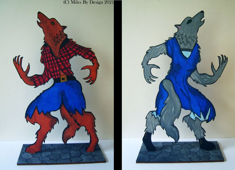 Double Sided Wooden Werewolf Figure