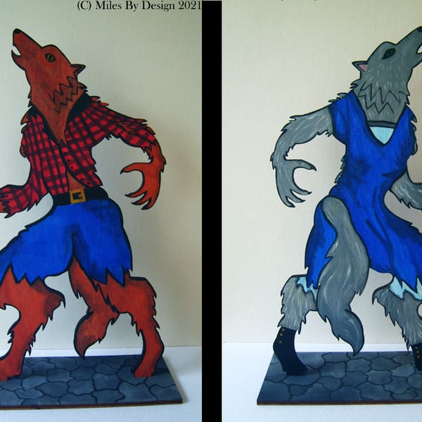 Double Sided Wooden Werewolf Figure