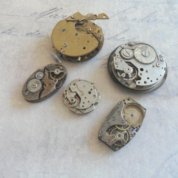 Steampunk Vintage Watch Movements x 5