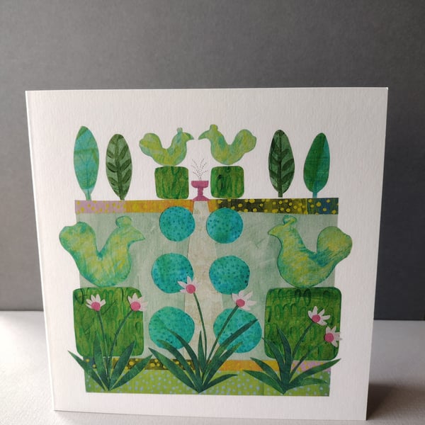 Topiary garden greetings card, blank inside
