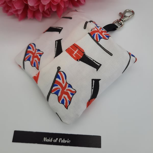 Bag for life keyring holder in Queens guard fabric. 