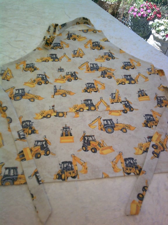 Yellow Tractors and Diggers on a Beige Background Child's Apron