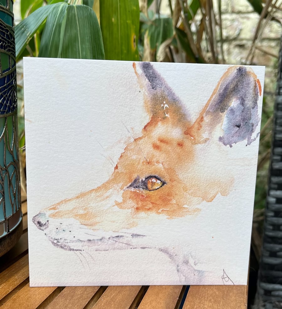 Fox On Watch Greetings Card