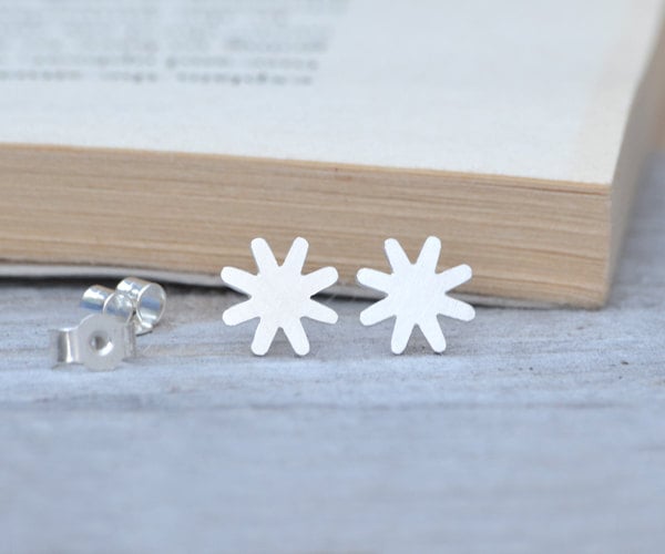 star ear studs in sterling silver