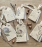 Set of Six Vintage Botanical Gift Tags. Handmade Layered Parchment Gift Tags - Image 2