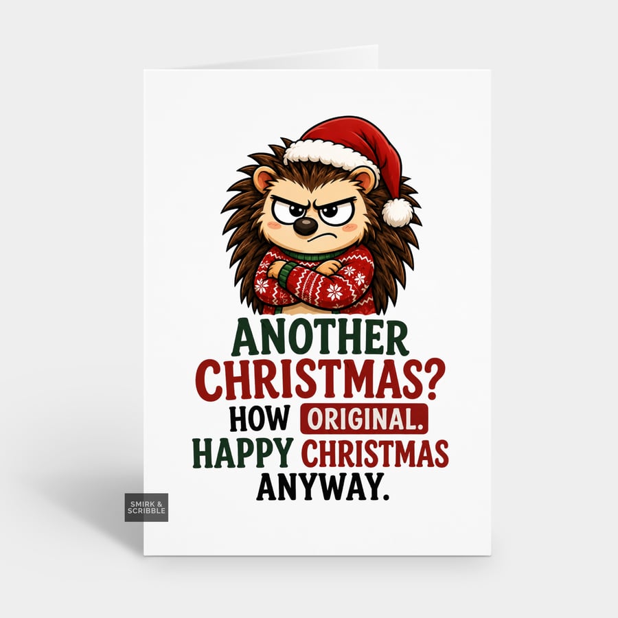Image of Funny Christmas Card For Him Or Her - Original Hedgehog