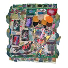 Original textile collage - wall hanging - folk art - songbird - eco gift
