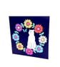 Cute White Cat looking at Butterfly in Daisy Chain Greetings Card