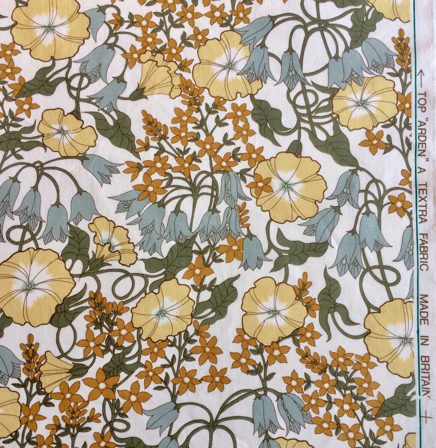 60s 70s Duck Egg blue yellow floral ARDEN Tetra Vintage Fabric Lampshade option 