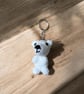 Handmade Crochet Polar Bear Keychain Amigurumi Bag Charm, Soft Plush Accessory