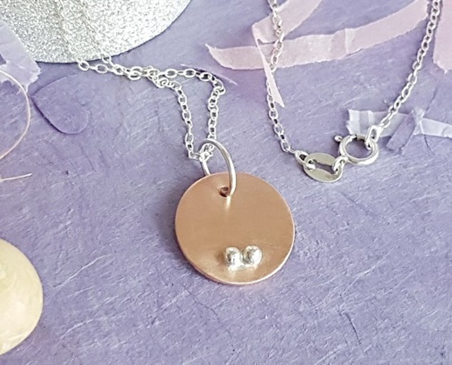 Copper and Silver Granulation Balls Necklace