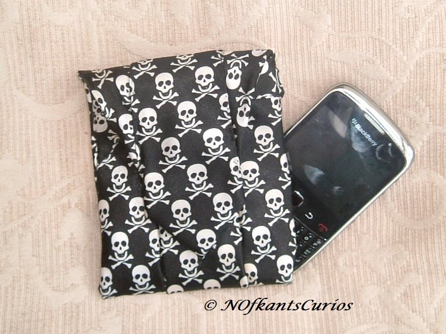 Jolly Roger!  Gadget or Phone Pouch made from Gent's Neck Tie!