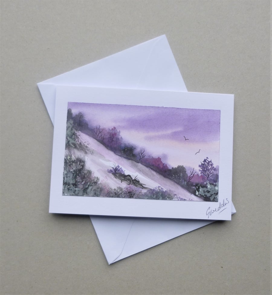 hand painted blank greetings card original art ( ref F 470.D2 )