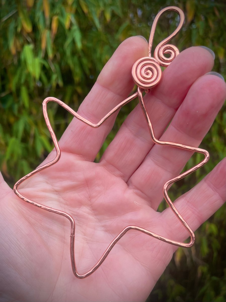 Handmade Copper Star with Spirals for your tree or home 