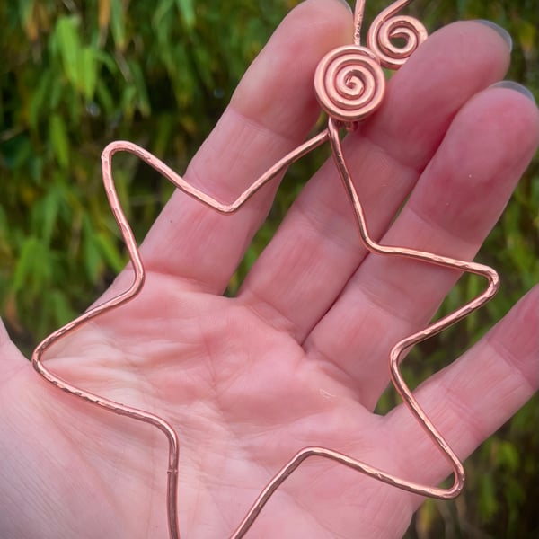Handmade Copper Star with Spirals for your tree or home 