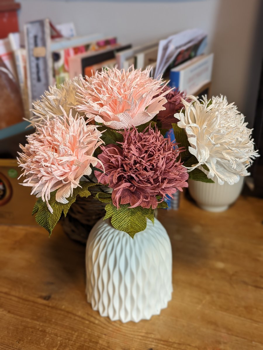 Crepe paper Pom pom poppies