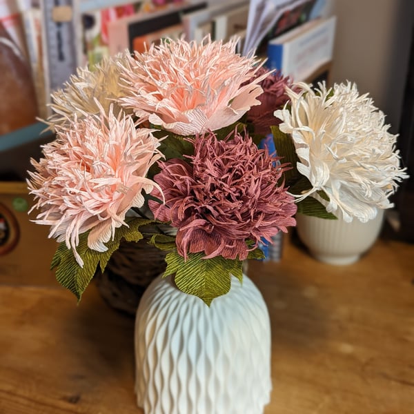 Crepe paper Pom pom poppies