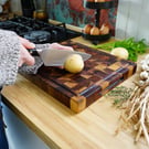 Large Walnut End Grain Chopping Board with Juice Groove and Handles