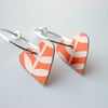 Orange leaf heart hoop earrings