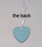 Teal clay heart hanging decoration embossed with flowers - Image 5