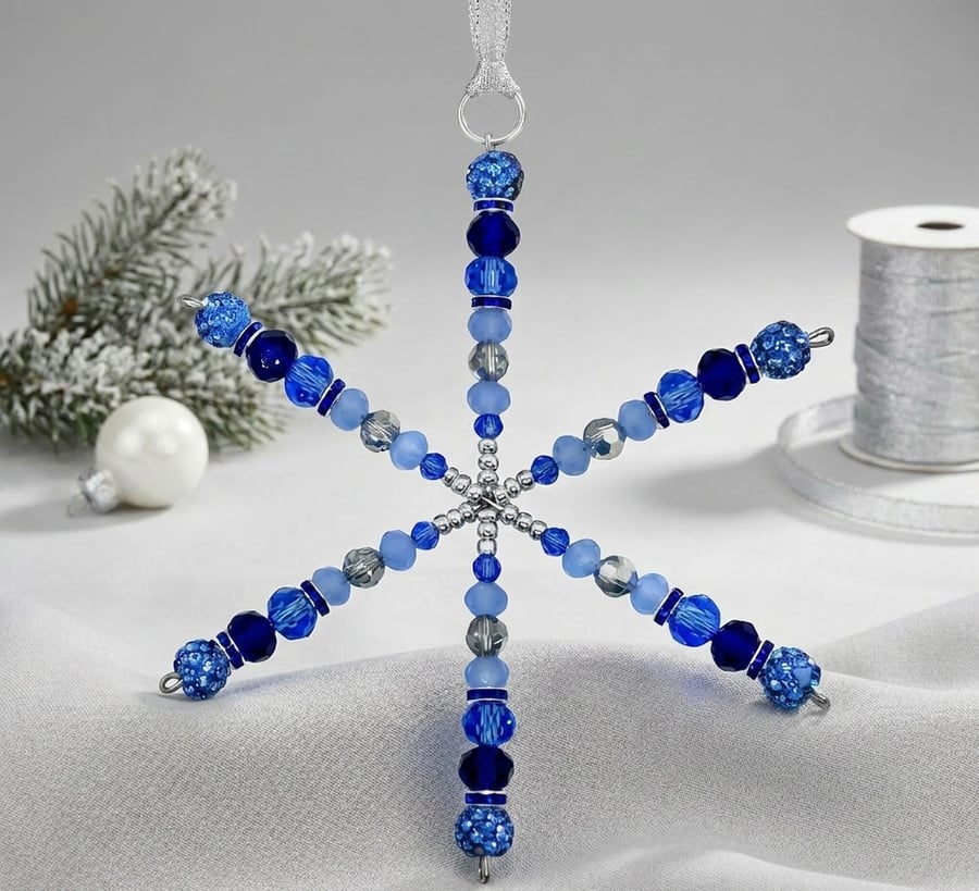 Beaded Snowflake Festive Decoration.