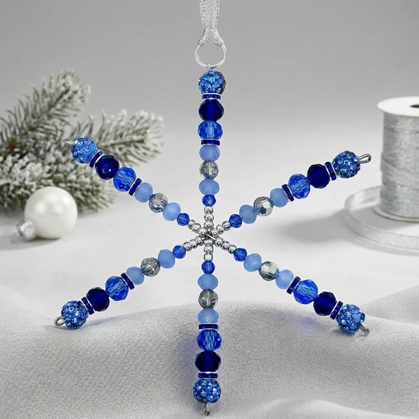 Sparkling BlueSnowflake Ornament,Christmas Decoration,