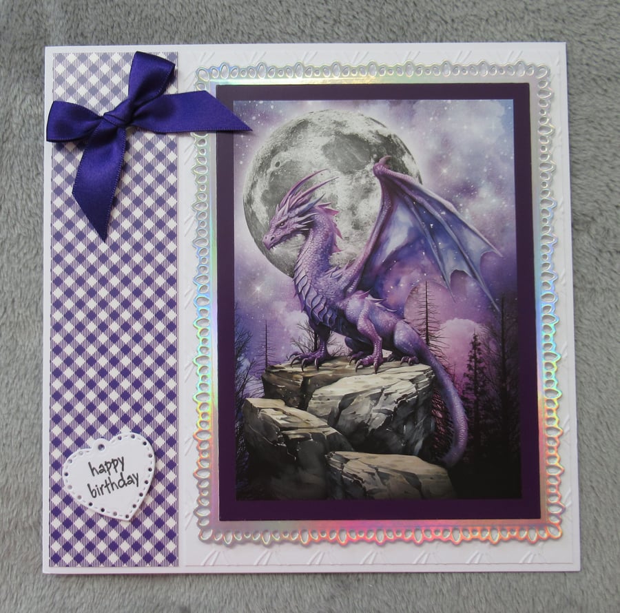 Purple Dragon - Large Birthday Card