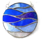 Making Waves Blue Stained Glass Suncatcher Handmade Ring Sea