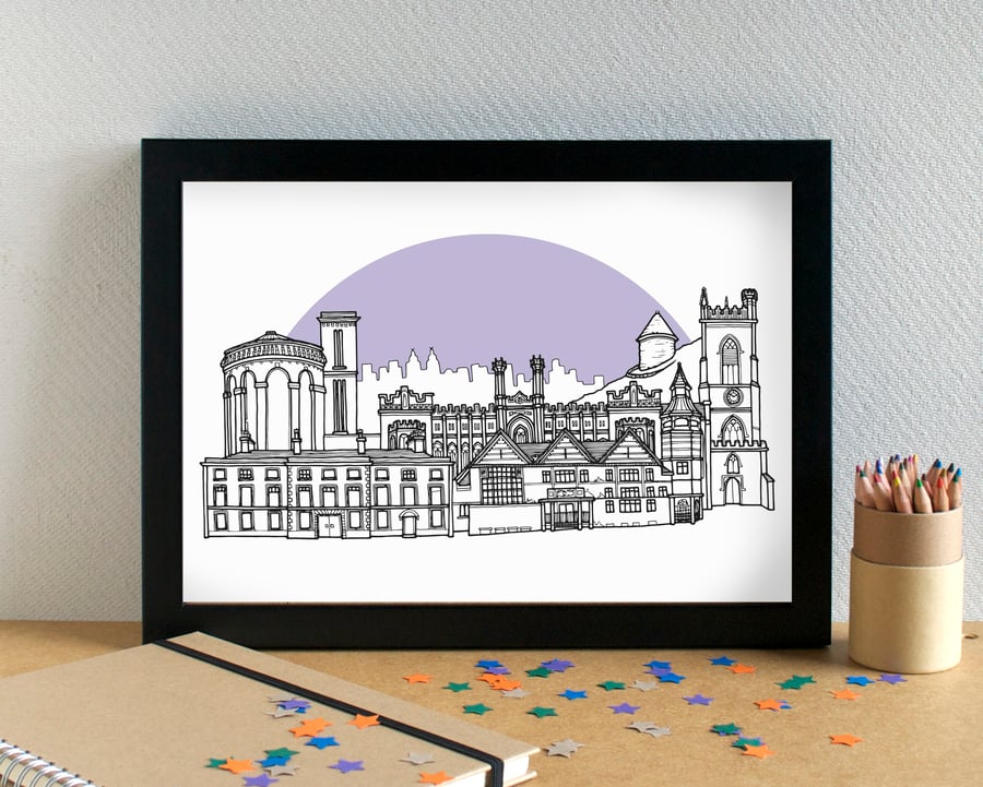 Everton Liverpool Skyline Art Print