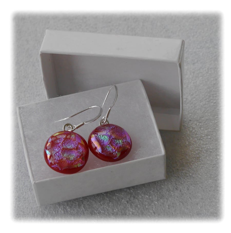 Handmade Fused Dichroic Glass Earrings 176 Red Bubble
