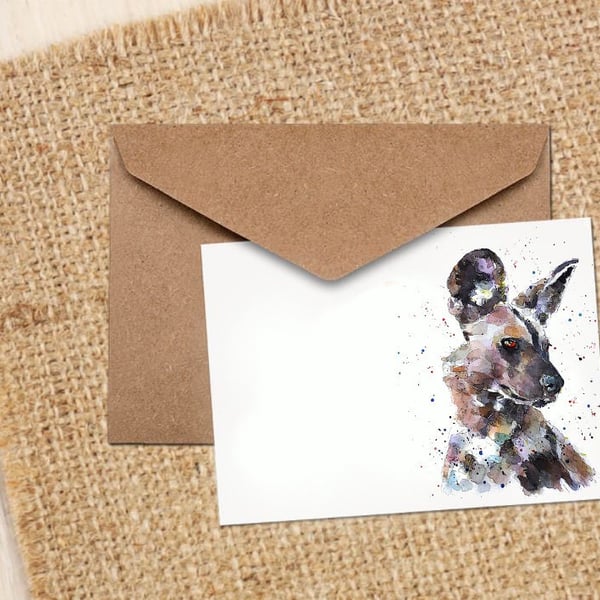 African wild dogNote Card.African wild dog cards,African wild dog greeting cards