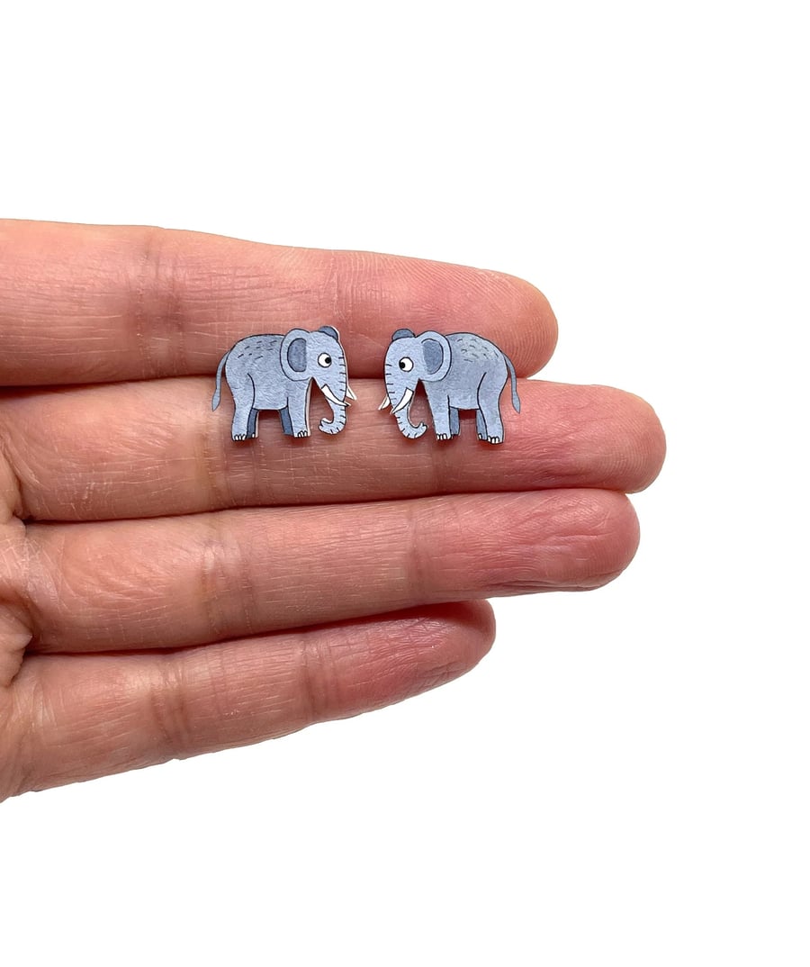 Small Elephant Stud Earrings - Handmade