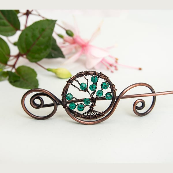 Tree of life shawl pin,antique copper shawl pin, sweater brooch,