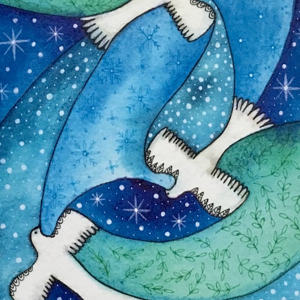 Three Doves, Blank ChristmasCard