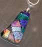 Patchwork Dichroic Glass Statement Pendant with Silver Chain - 1275