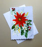 original hand painted floral Christmas poinsettia card ( ref FA 61 M5 )