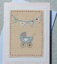 Hand-stitched new baby card, detailed, a card to keep, other designs available - Image 2